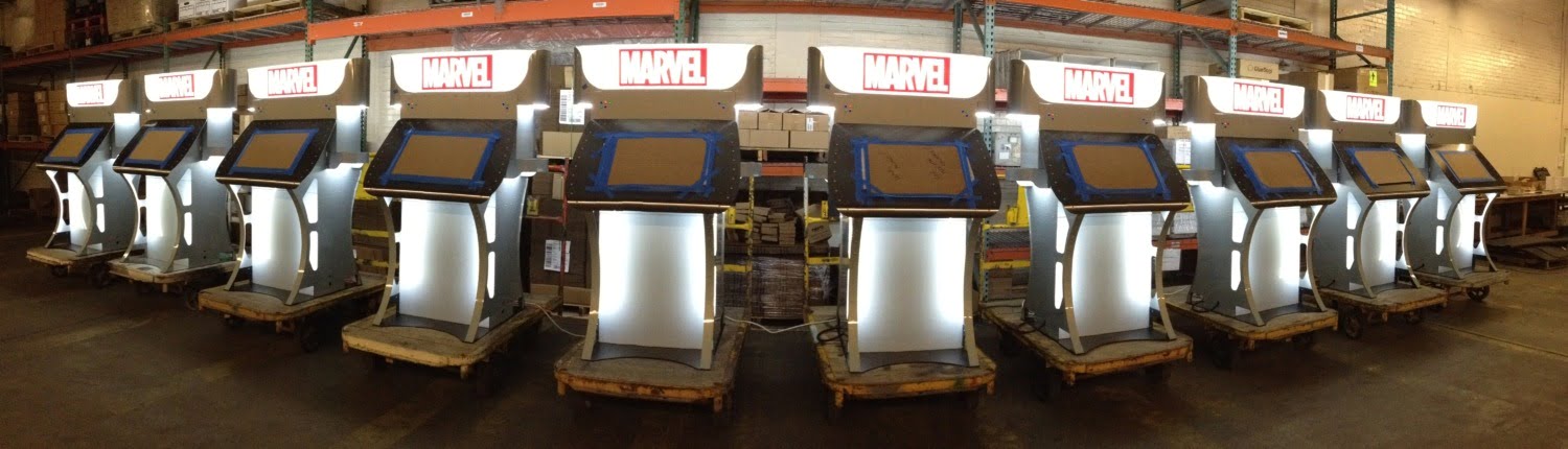 IMG_4021 mobile 3d face scanner display assembled and manufactured by propeller, marvel logo