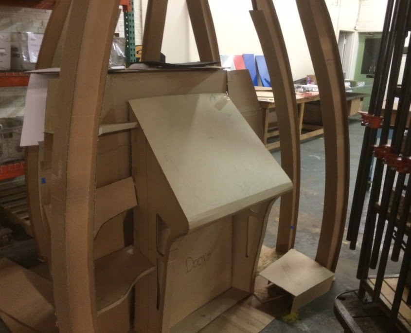 large digital display cabinet cardboard prototype