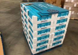 Covid test kits assembled for pallet display for Costco